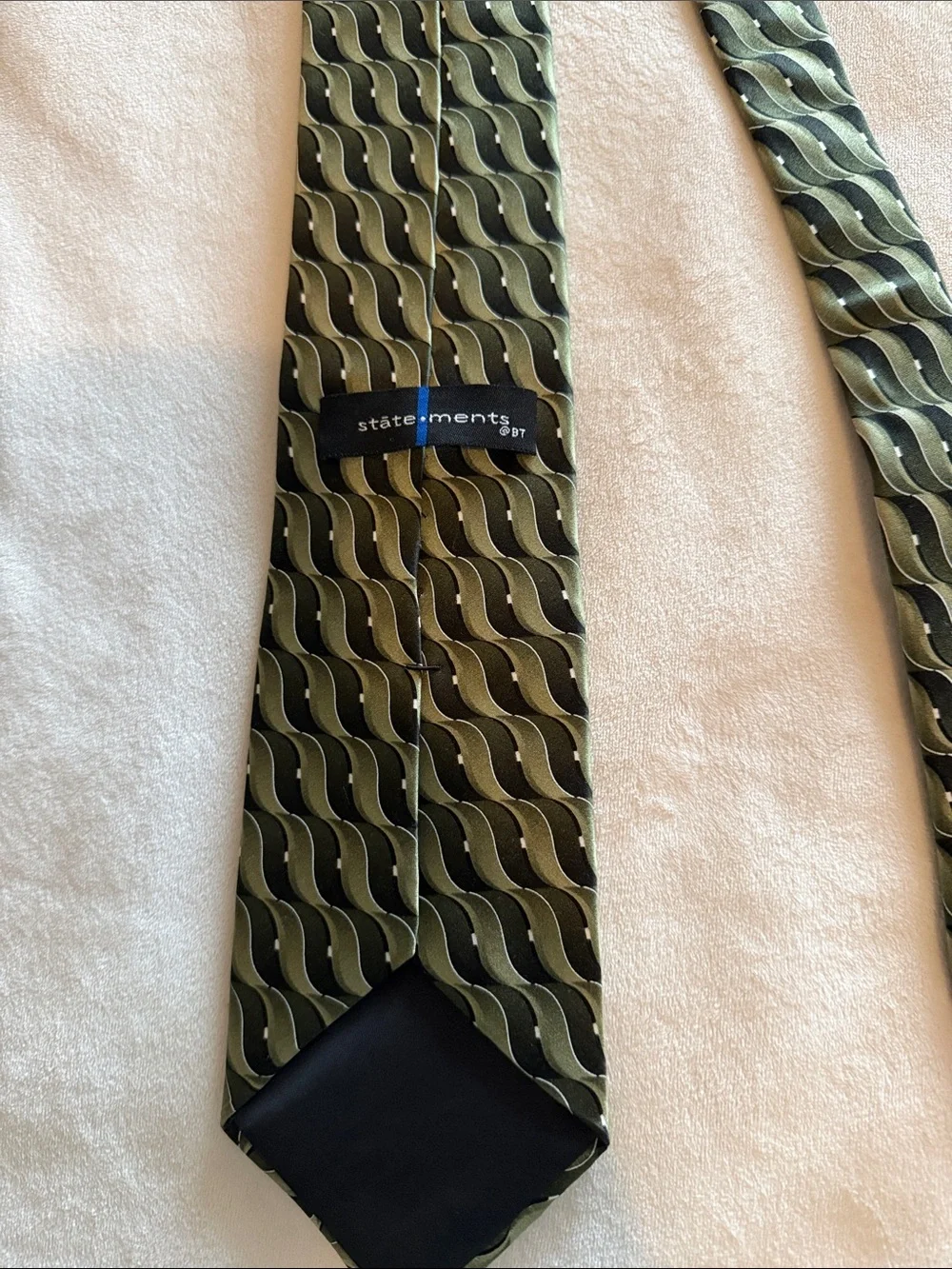 Three-Tie Set — Navy Solid, Pink & Gray Stripe, Olive Wave